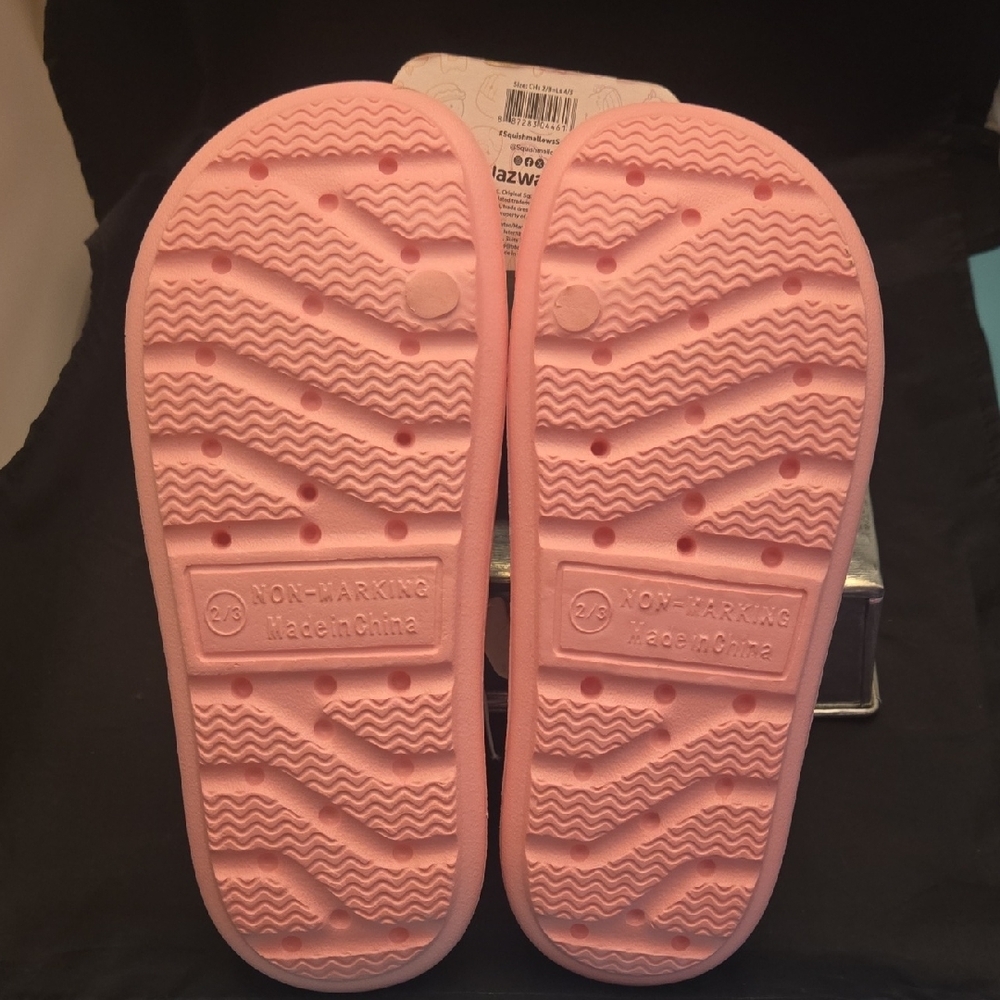 Squishmallows Pink Sandals with Purple Cow Design - Picture 3 of 6